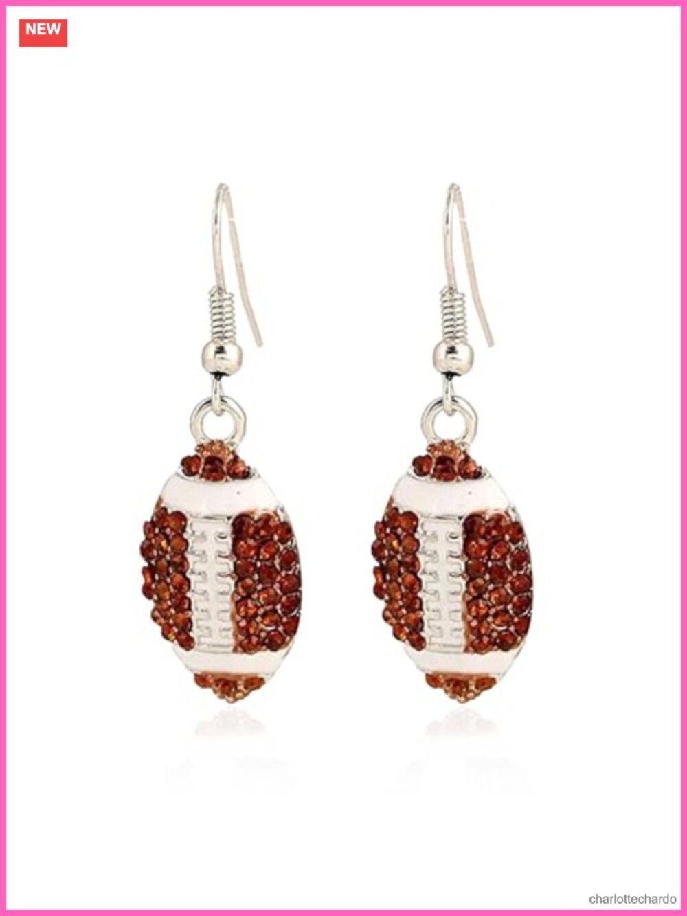 Acrylic Rugby Drop Dangle Earrings Lightweight Sports Statement Jewelry